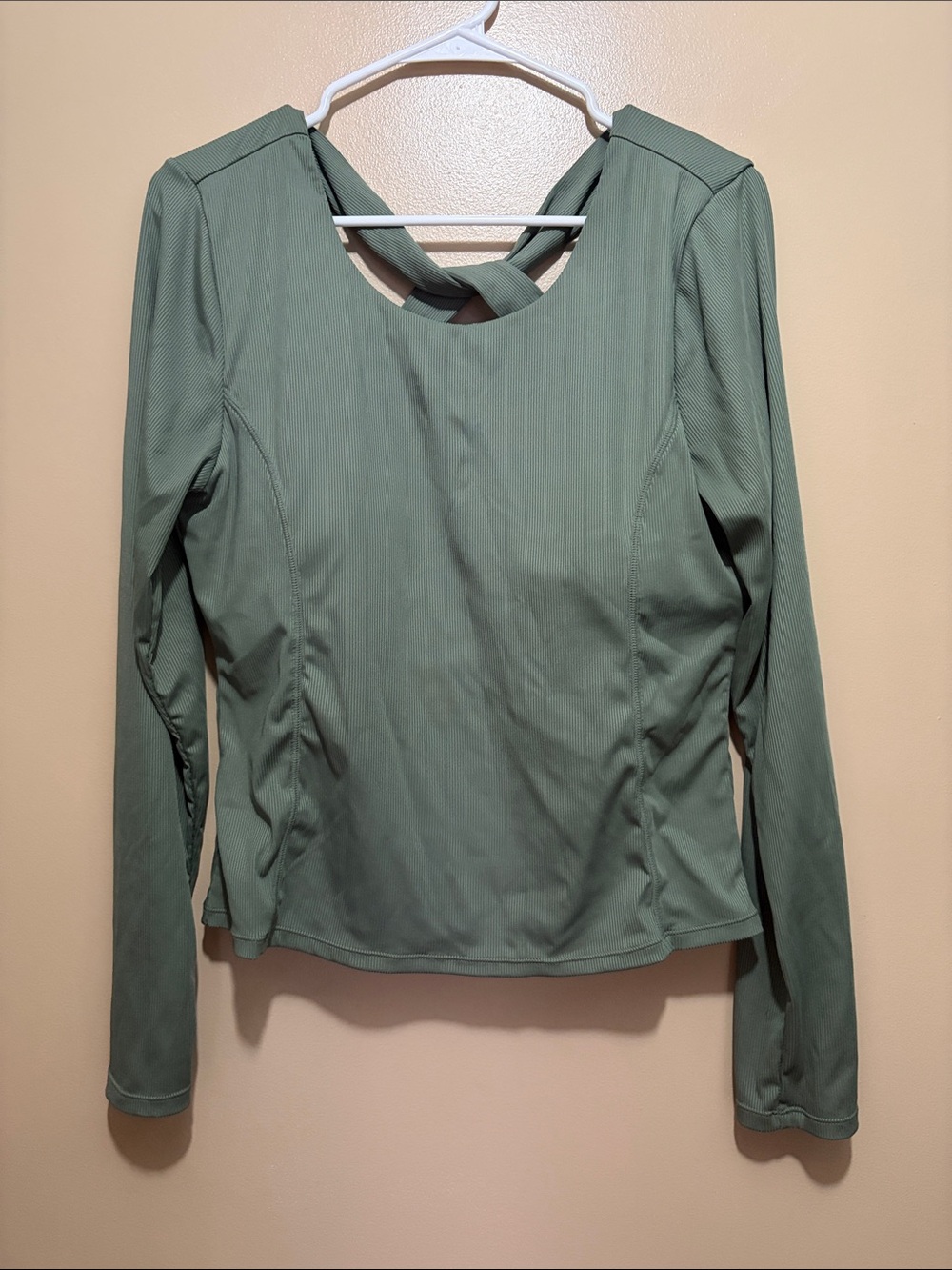 Women’s Long Sleeve Crisscross Back Tee - Sage Green